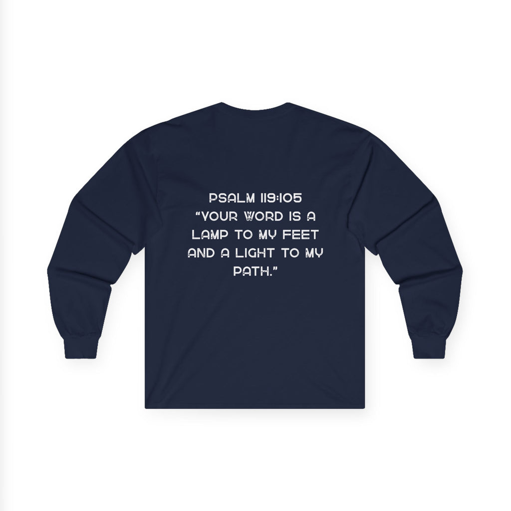 Psalm 119:105 Long Sleeve Tee — 'Your Word Is a Lamp to My Feet' Christian Shirt
