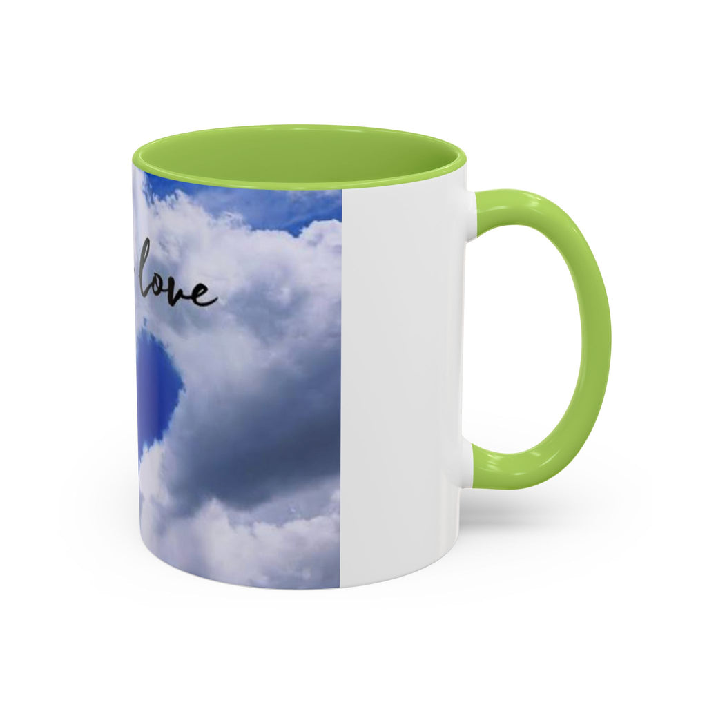 God Is Love Coffee Mug — Blue Heart Cloud Accent Ceramic Mug