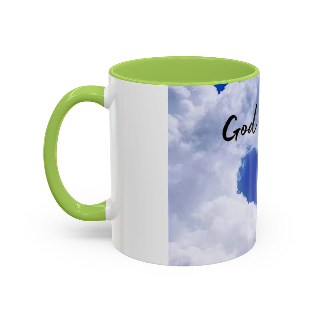 God Is Love Coffee Mug — Blue Heart Cloud Accent Ceramic Mug