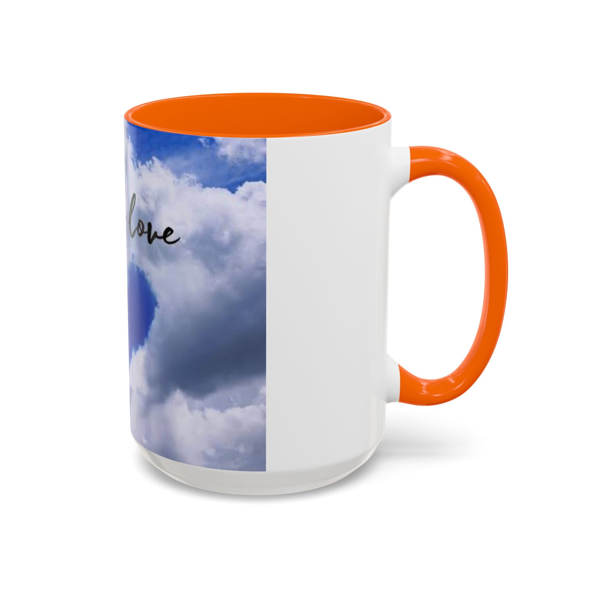 God Is Love Coffee Mug — Blue Heart Cloud Accent Ceramic Mug