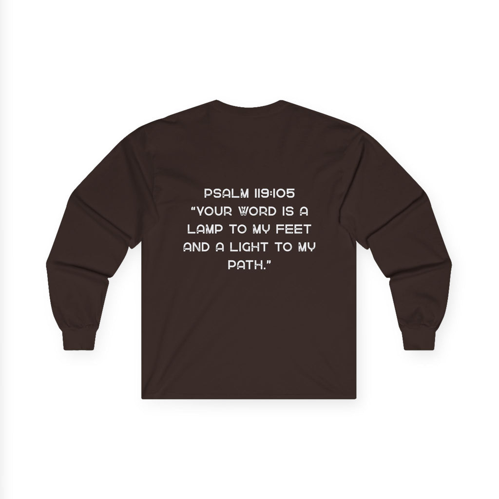 Psalm 119:105 Long Sleeve Tee — 'Your Word Is a Lamp to My Feet' Christian Shirt