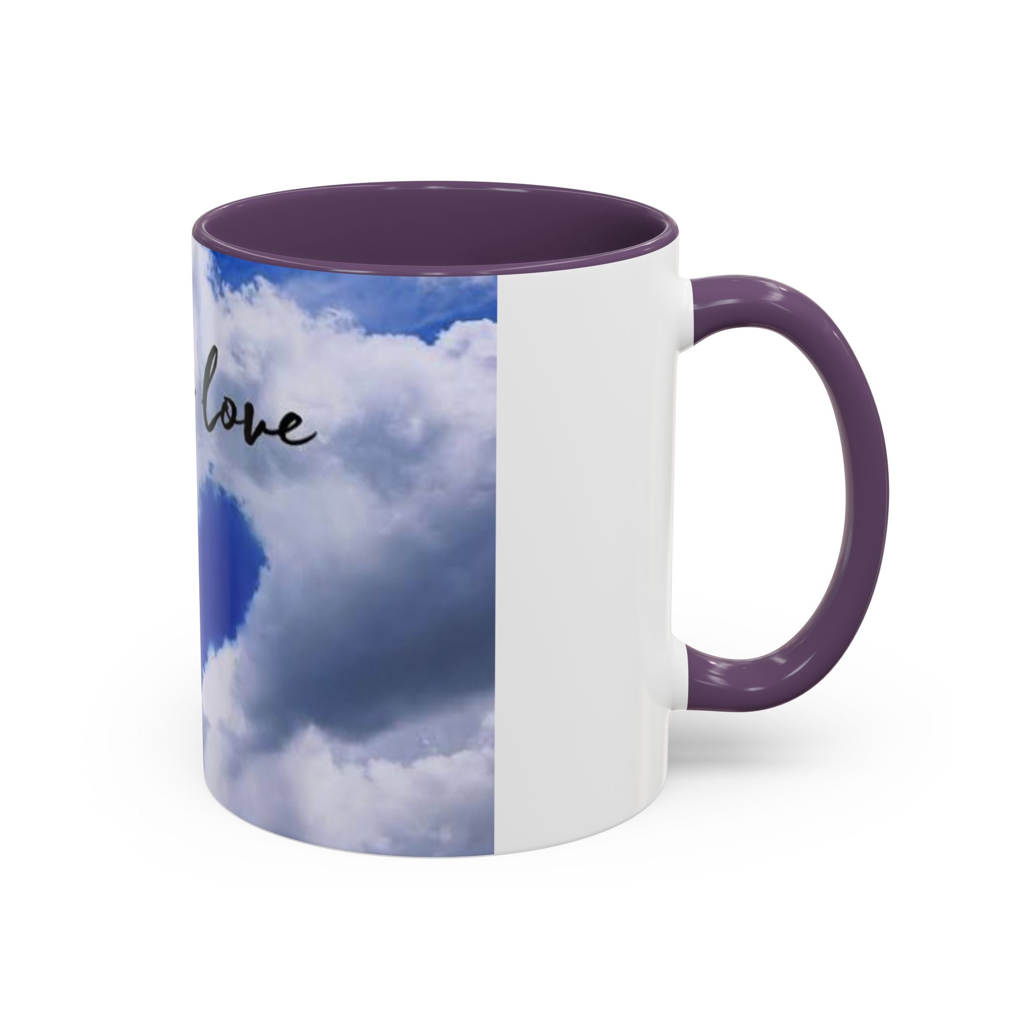 God Is Love Coffee Mug — Blue Heart Cloud Accent Ceramic Mug