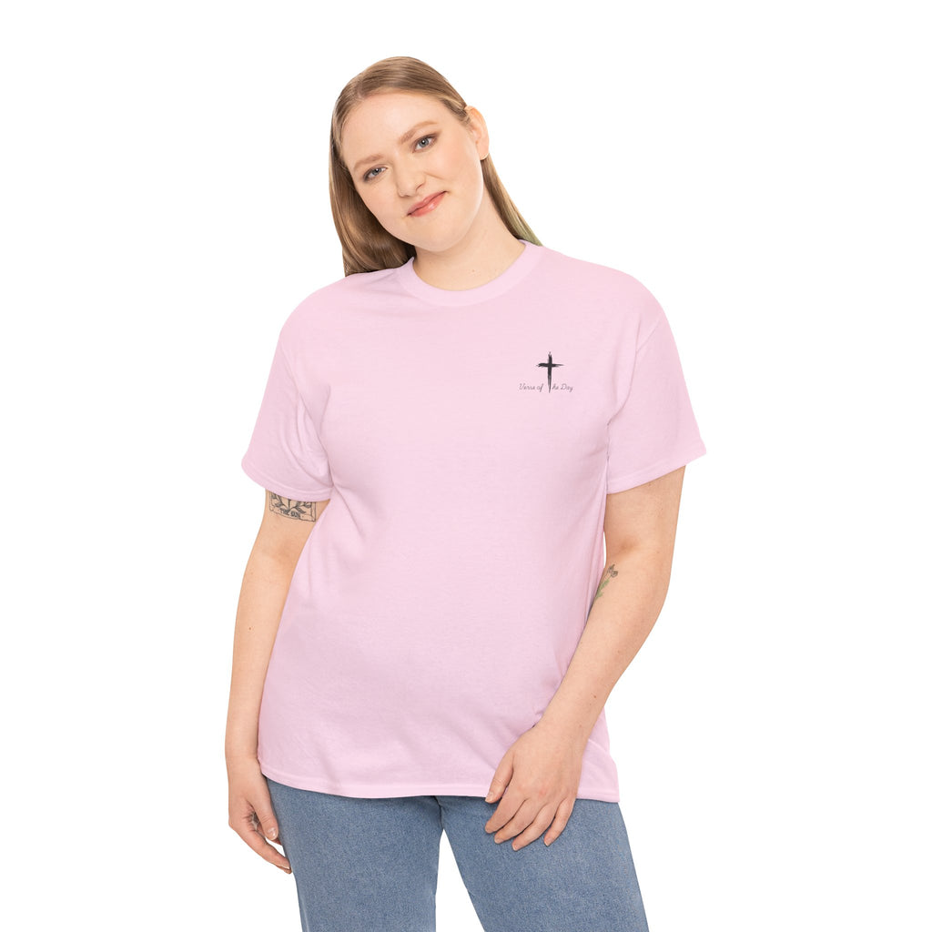 Christian T-Shirt - John 3:16 Cross with Purple Butterflies, Faith Tee