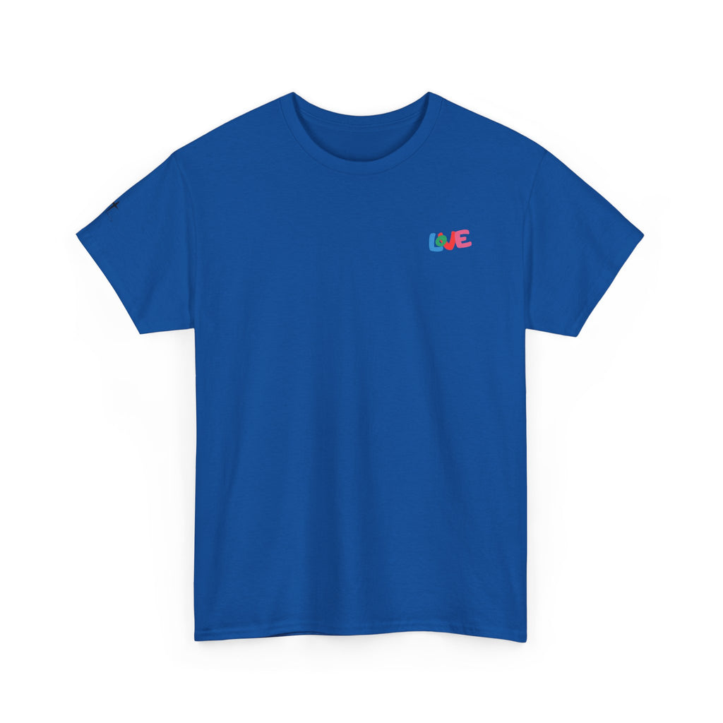 LOVE Colorblock Graphic Tee — Playful Back Typography 'Live Obedient & Value Everything ' Shirt
