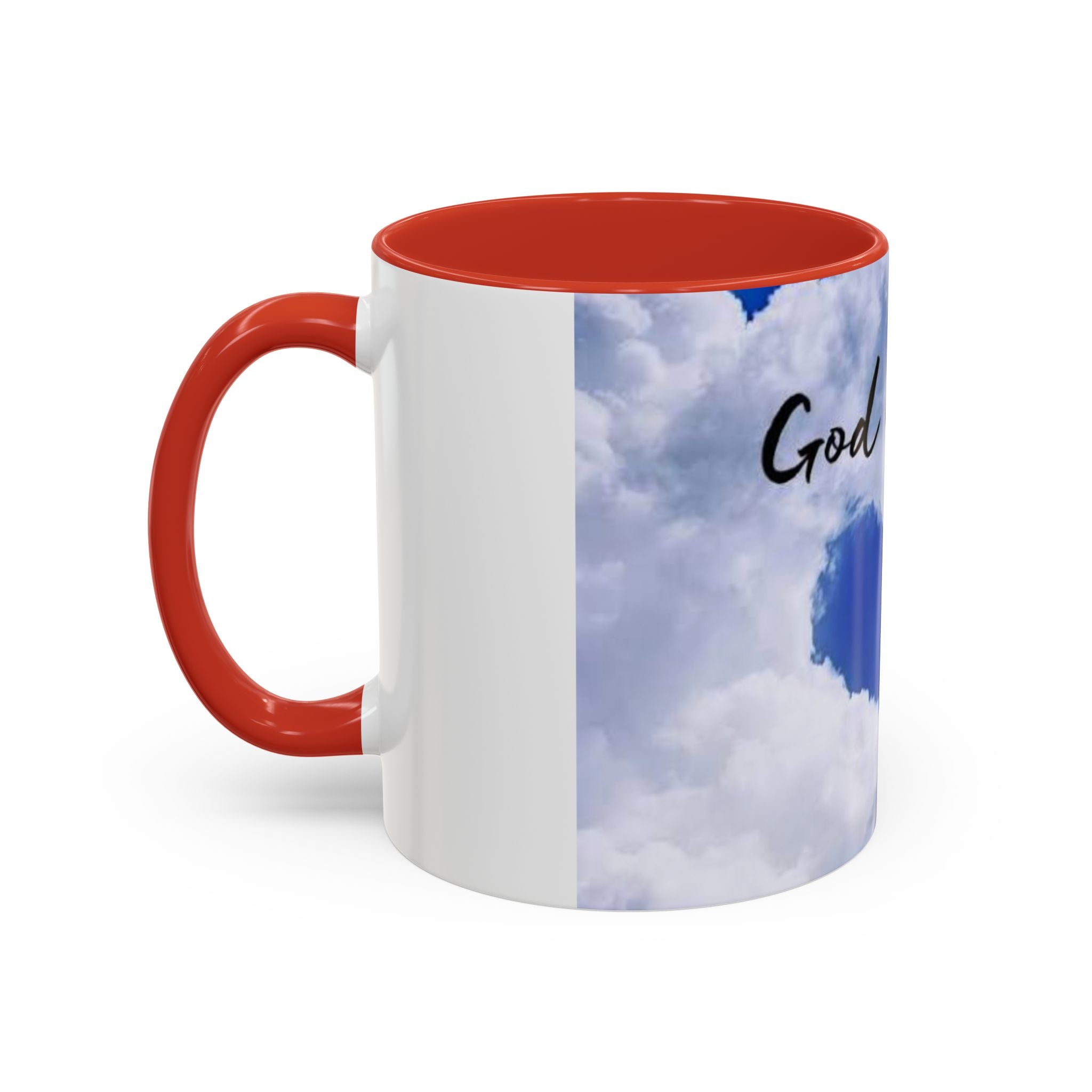 God Is Love Coffee Mug — Blue Heart Cloud Accent Ceramic Mug