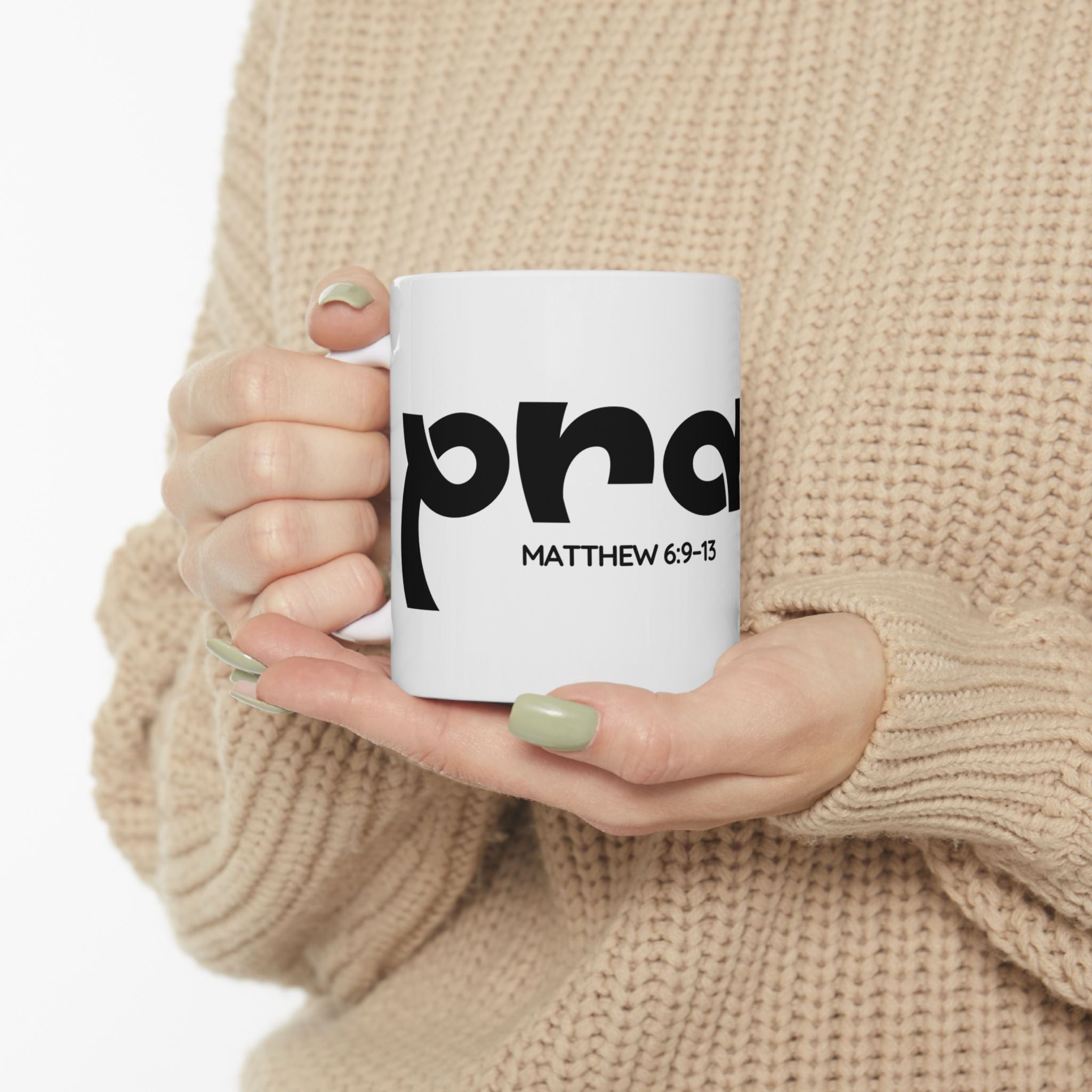 Pray Ceramic Mug — Matthew 6:9–13 Cup