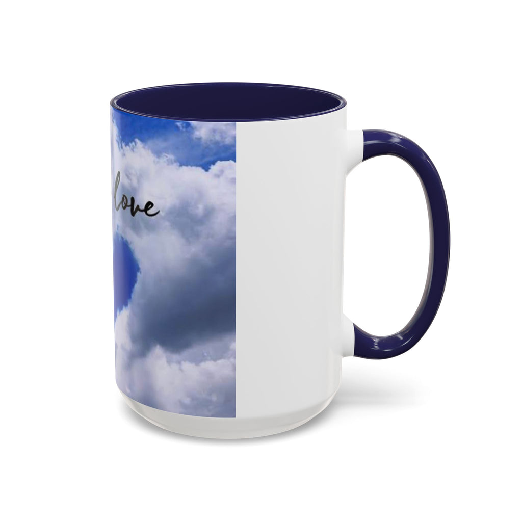God Is Love Coffee Mug — Blue Heart Cloud Accent Ceramic Mug