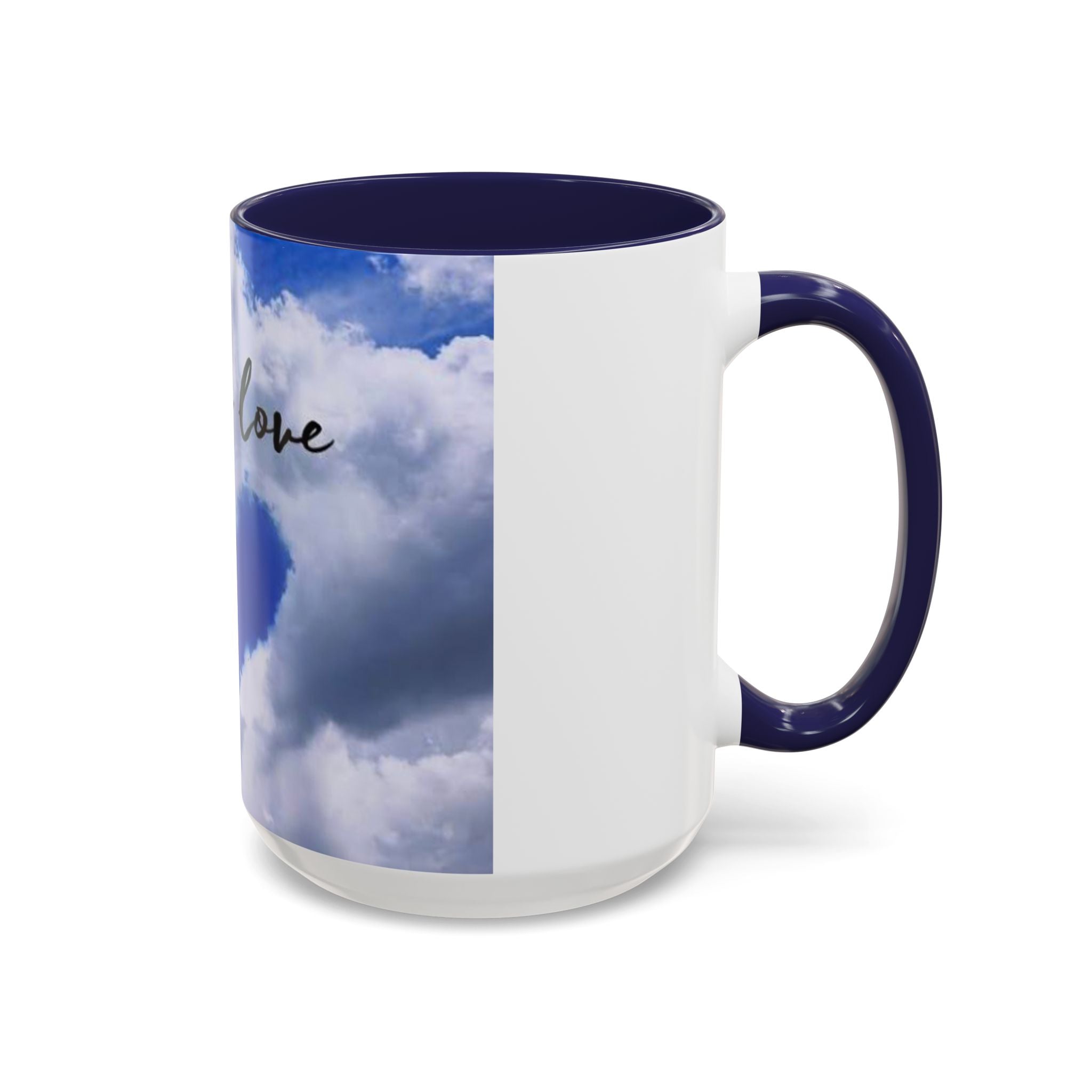 God Is Love Coffee Mug — Blue Heart Cloud Accent Ceramic Mug