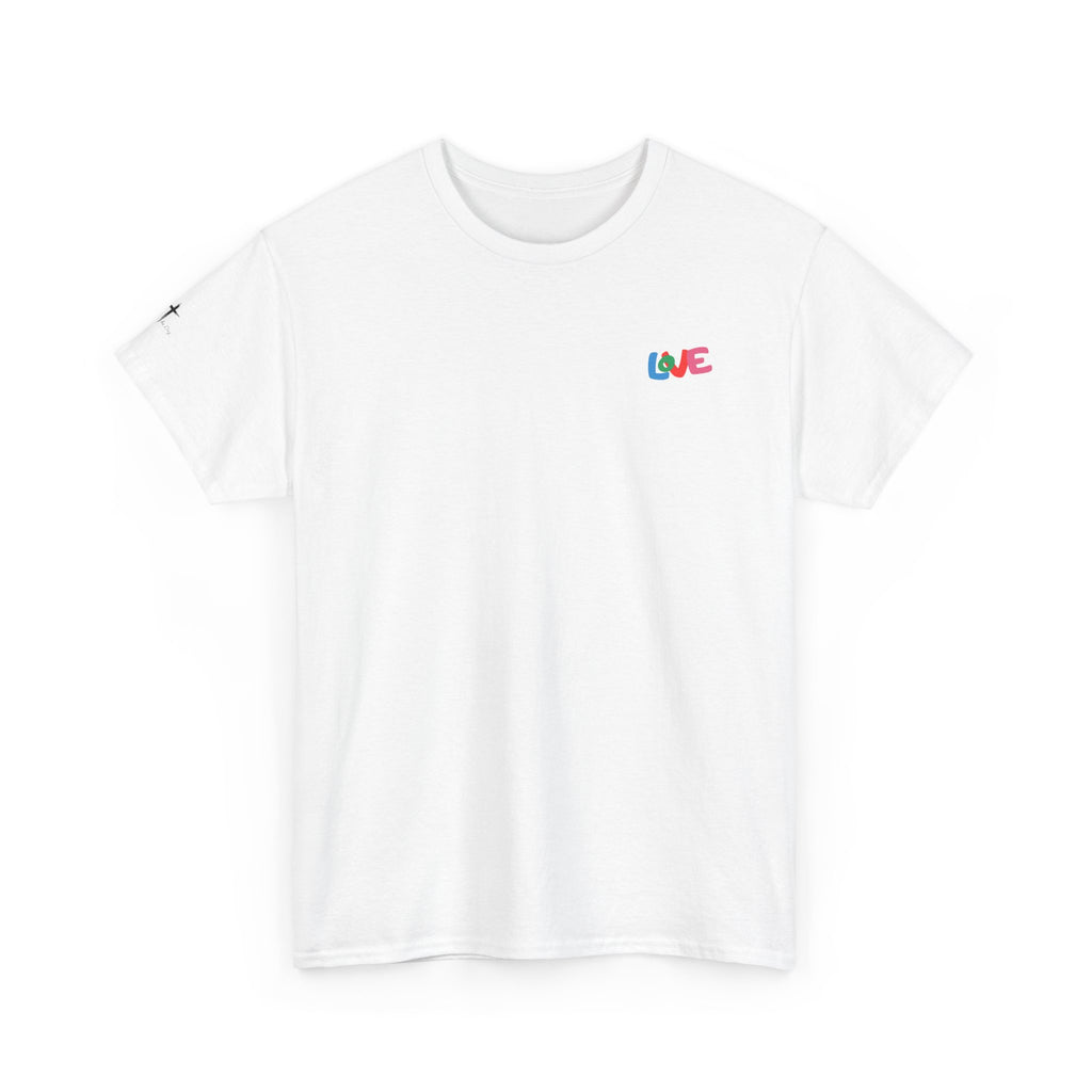 LOVE Colorblock Graphic Tee — Playful Back Typography 'Live Obedient & Value Everything ' Shirt