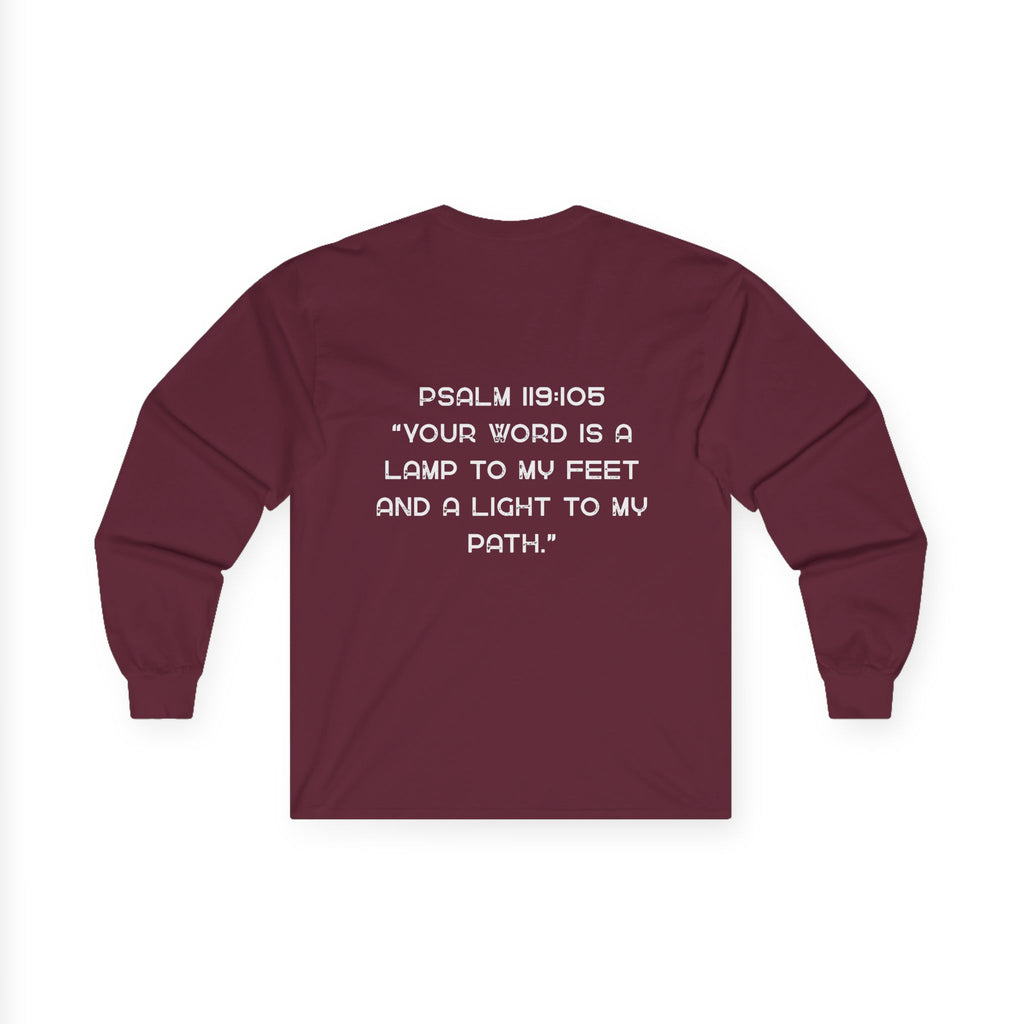 Psalm 119:105 Long Sleeve Tee — 'Your Word Is a Lamp to My Feet' Christian Shirt