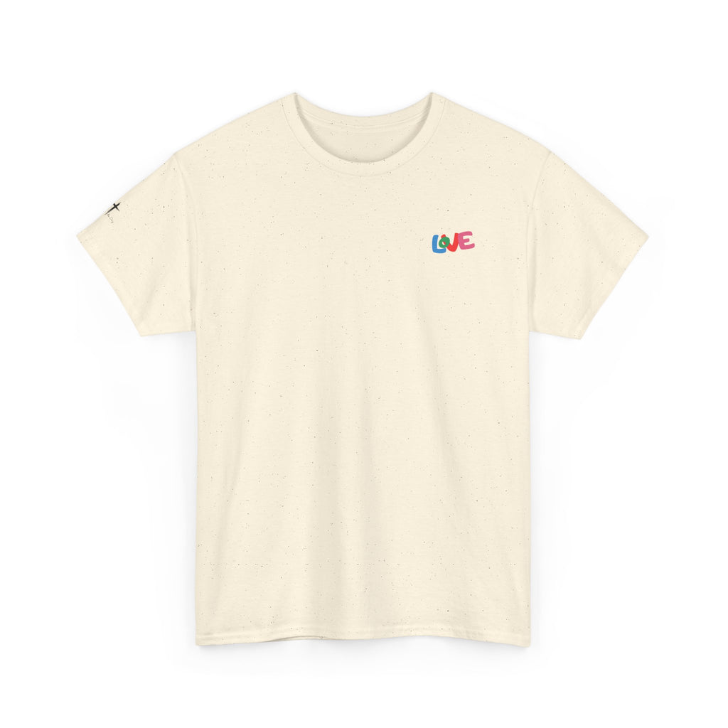 LOVE Colorblock Graphic Tee — Playful Back Typography 'Live Obedient & Value Everything ' Shirt