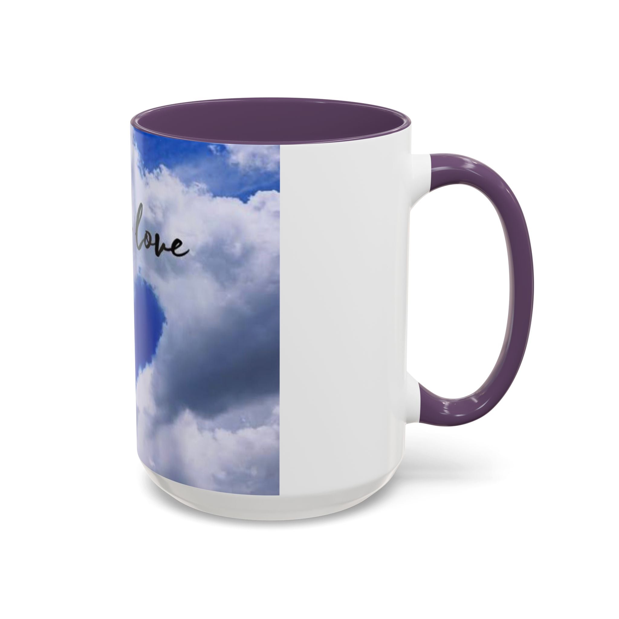 God Is Love Coffee Mug — Blue Heart Cloud Accent Ceramic Mug