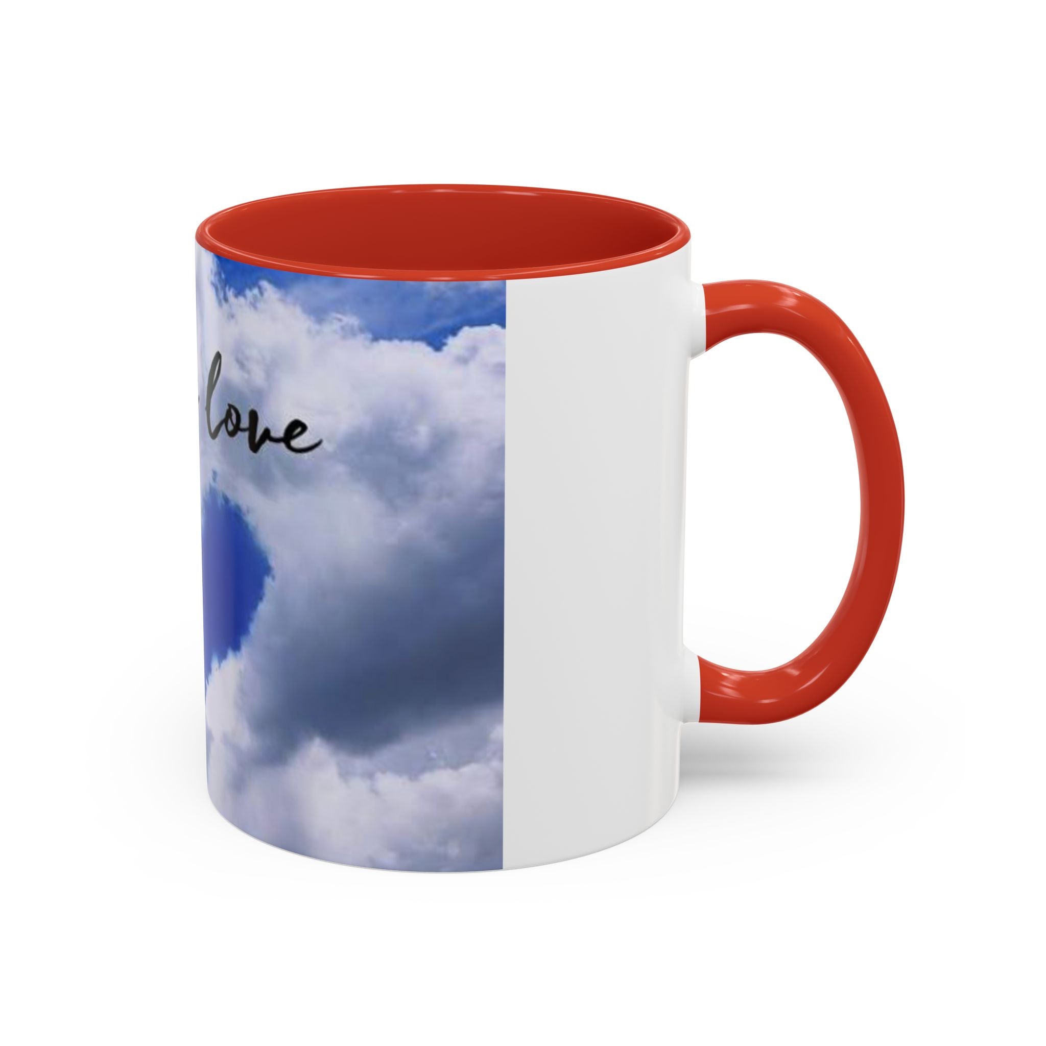 God Is Love Coffee Mug — Blue Heart Cloud Accent Ceramic Mug