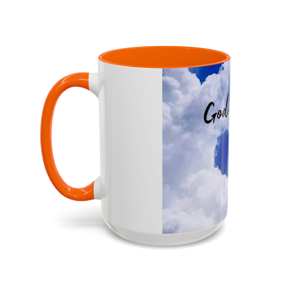 God Is Love Coffee Mug — Blue Heart Cloud Accent Ceramic Mug