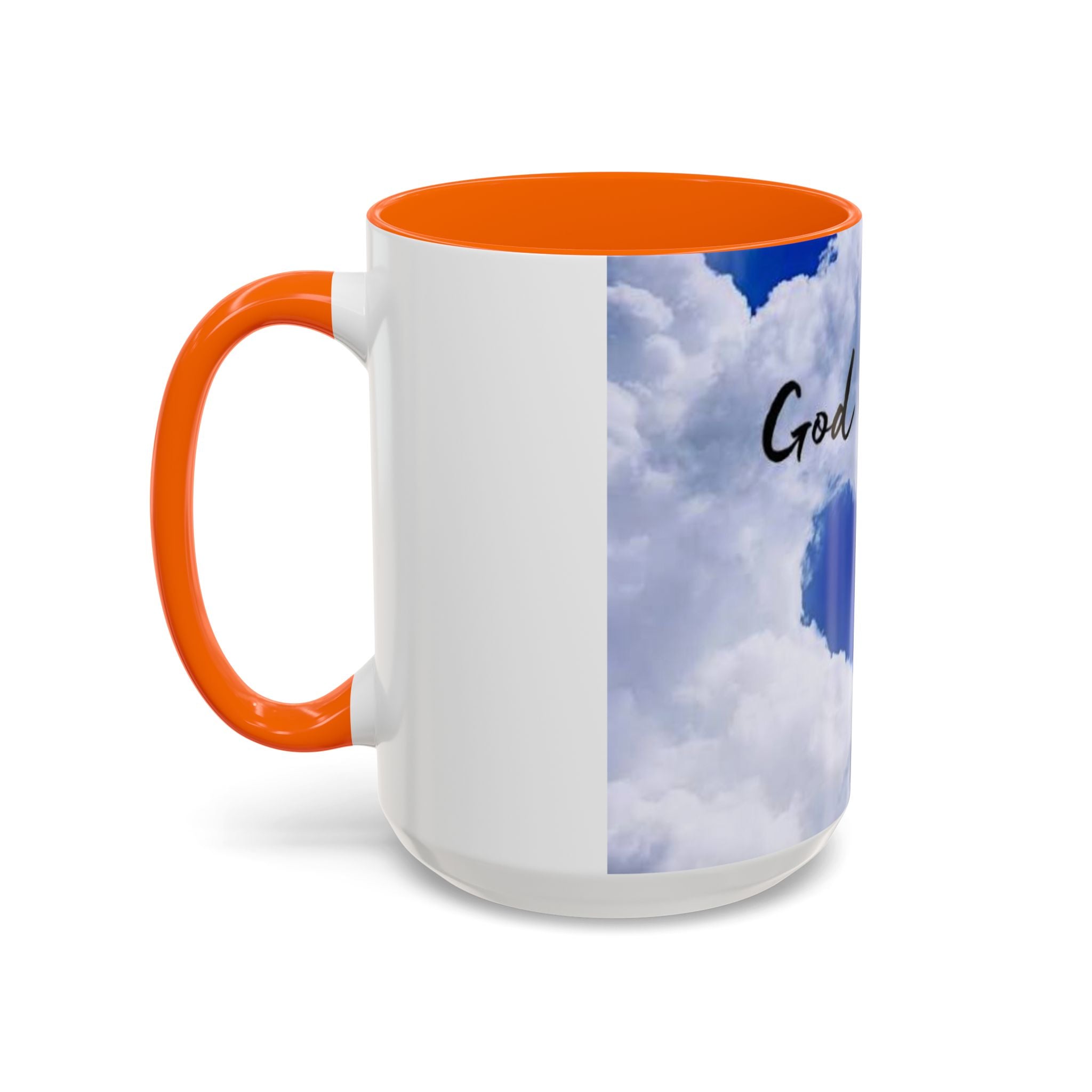 God Is Love Coffee Mug — Blue Heart Cloud Accent Ceramic Mug