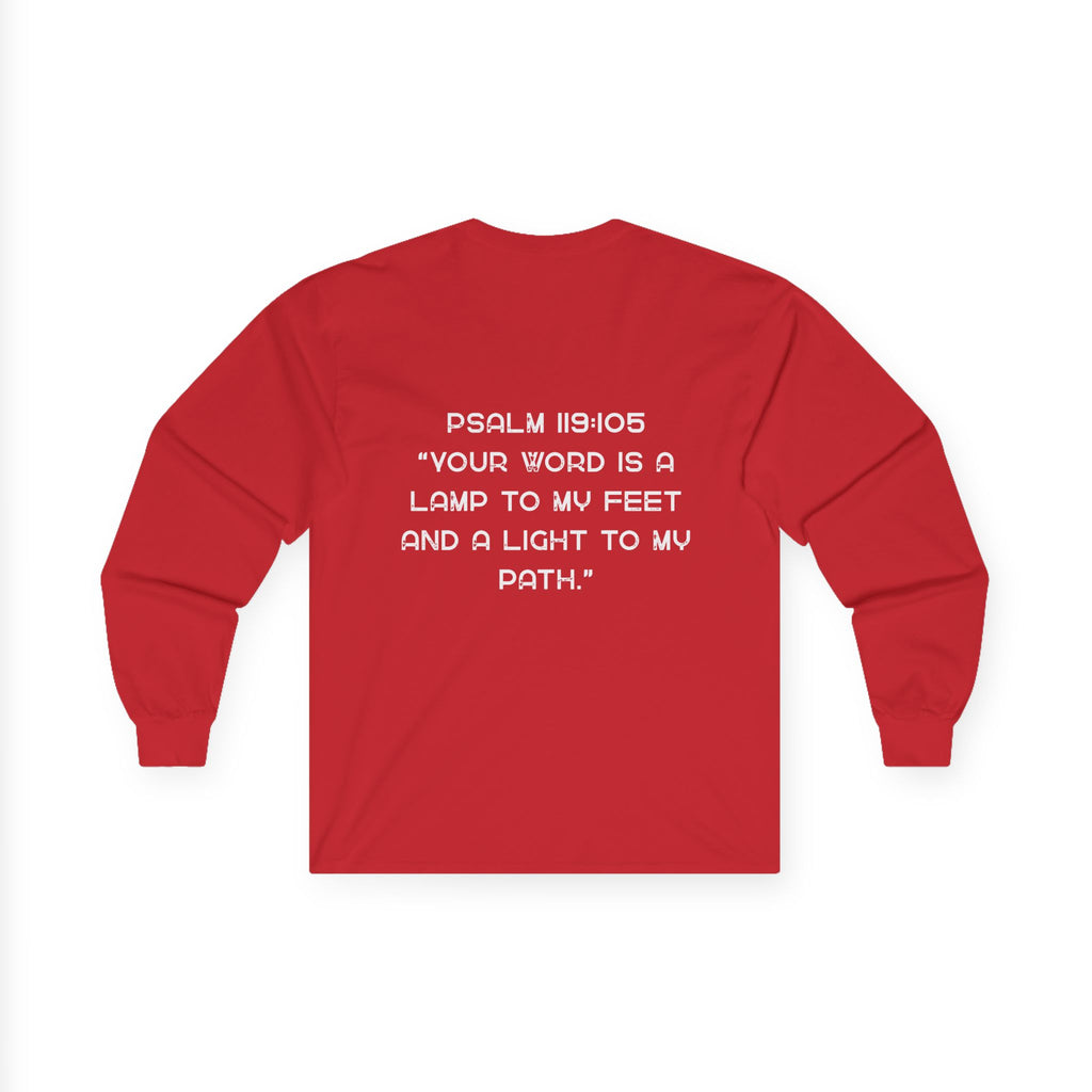 Psalm 119:105 Long Sleeve Tee — 'Your Word Is a Lamp to My Feet' Christian Shirt