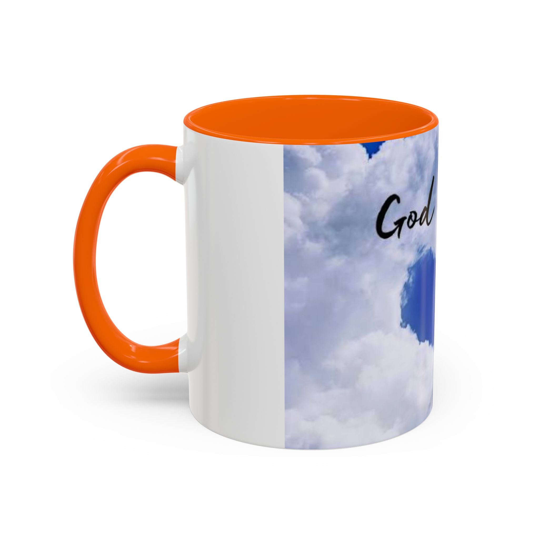 God Is Love Coffee Mug — Blue Heart Cloud Accent Ceramic Mug