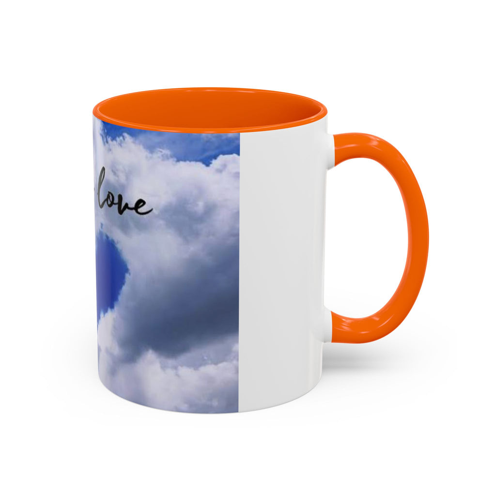 God Is Love Coffee Mug — Blue Heart Cloud Accent Ceramic Mug