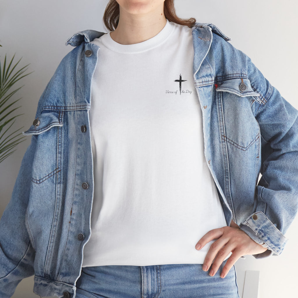 Christian T-Shirt - John 3:16 Cross with Purple Butterflies, Faith Tee