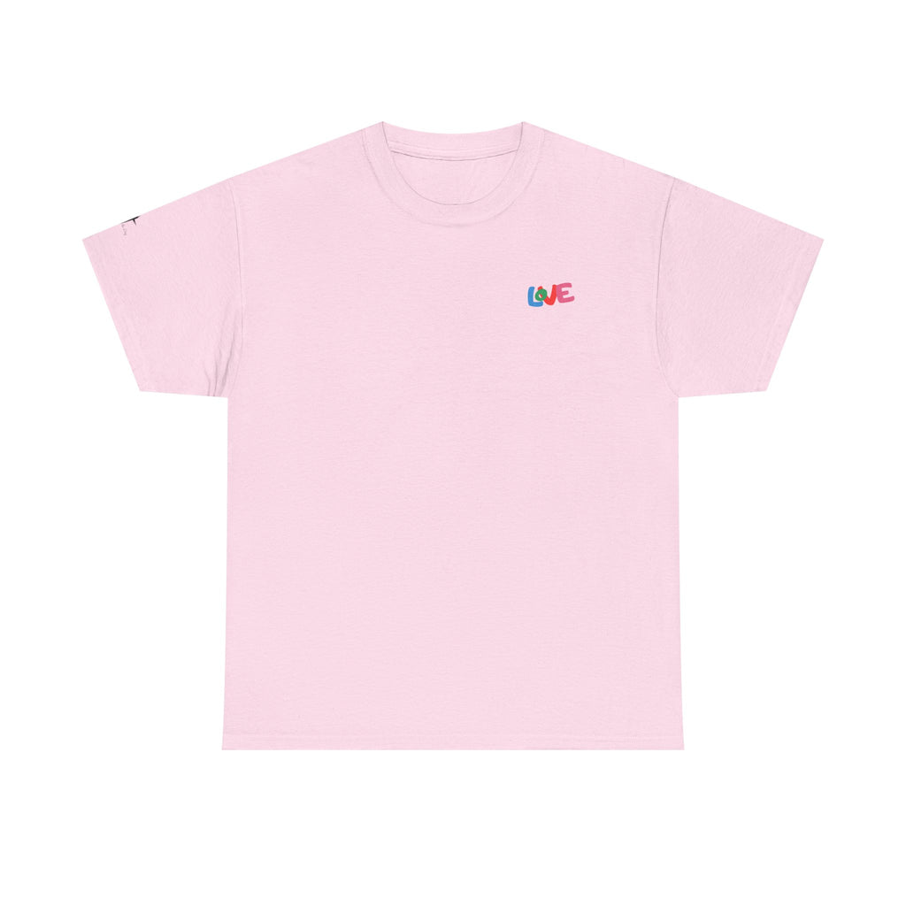 LOVE Colorblock Graphic Tee — Playful Back Typography 'Live Obedient & Value Everything ' Shirt