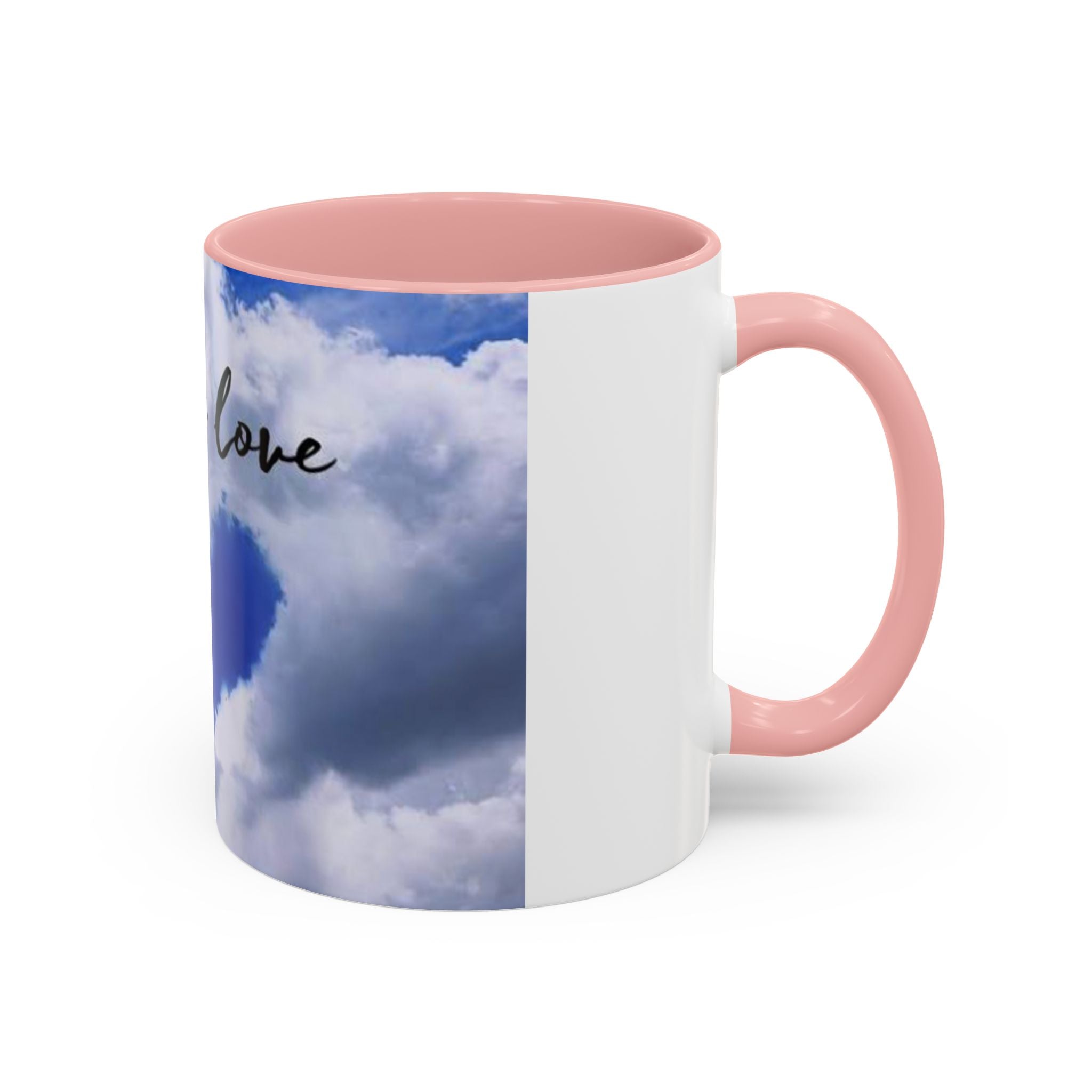 God Is Love Coffee Mug — Blue Heart Cloud Accent Ceramic Mug