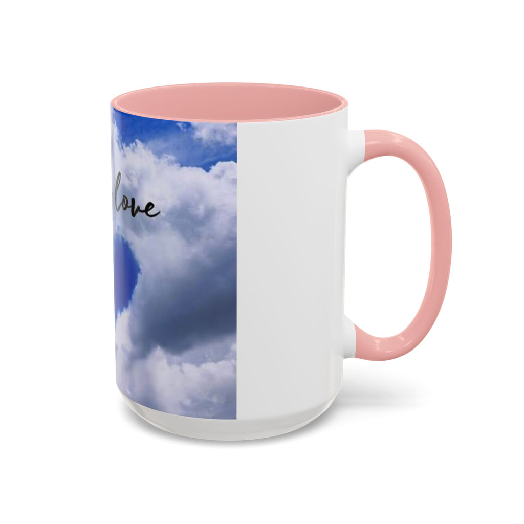 God Is Love Coffee Mug — Blue Heart Cloud Accent Ceramic Mug