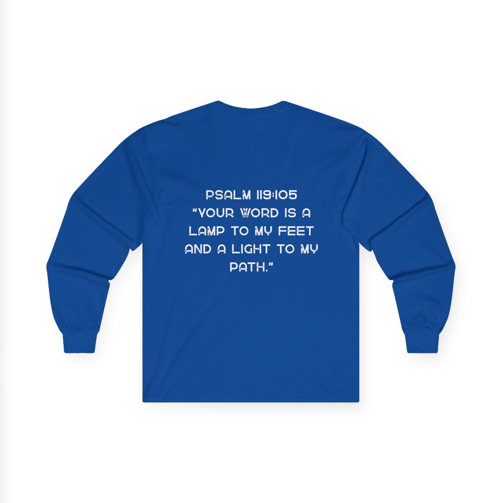 Psalm 119:105 Long Sleeve Tee — 'Your Word Is a Lamp to My Feet' Christian Shirt