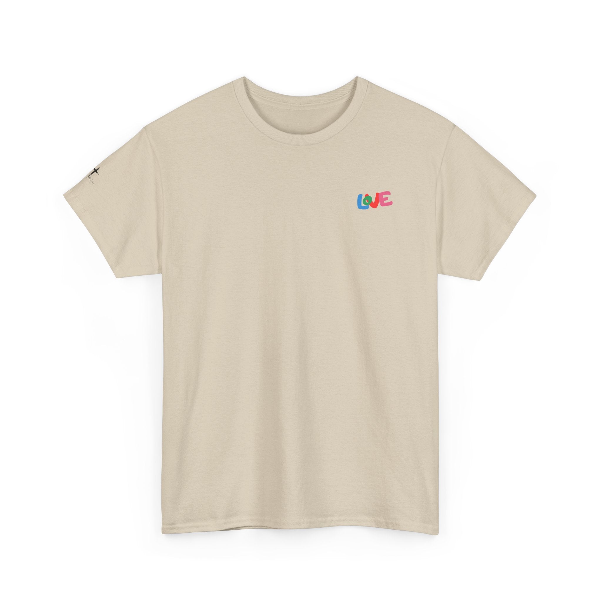 LOVE Colorblock Graphic Tee — Playful Back Typography 'Live Obedient & Value Everything ' Shirt