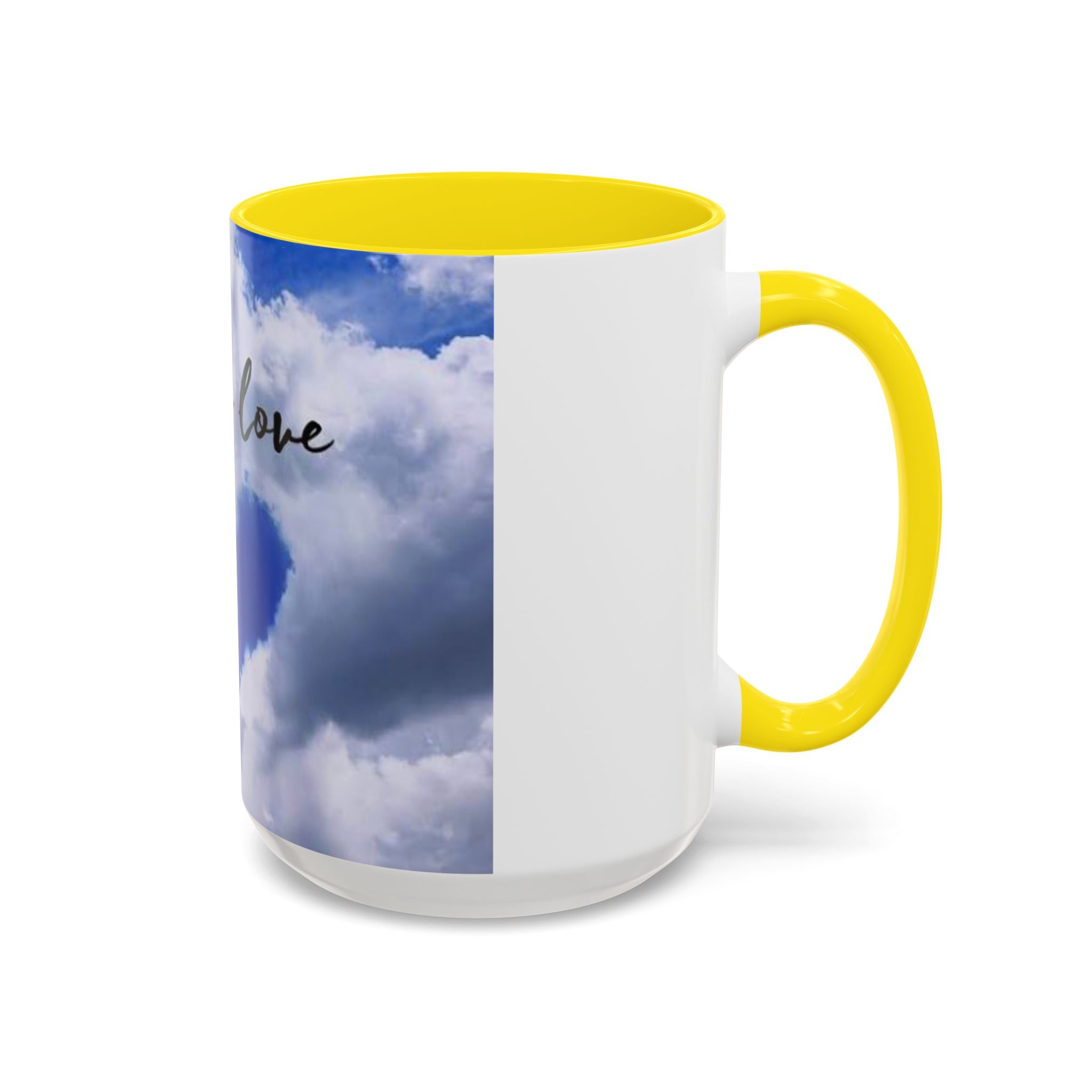 God Is Love Coffee Mug — Blue Heart Cloud Accent Ceramic Mug