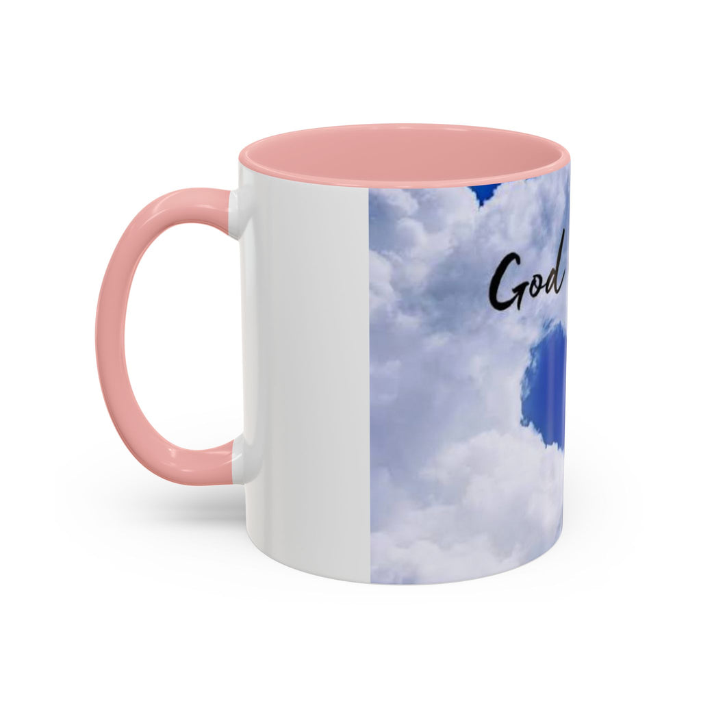 God Is Love Coffee Mug — Blue Heart Cloud Accent Ceramic Mug