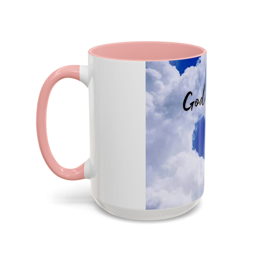God Is Love Coffee Mug — Blue Heart Cloud Accent Ceramic Mug