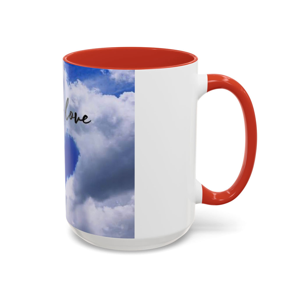 God Is Love Coffee Mug — Blue Heart Cloud Accent Ceramic Mug
