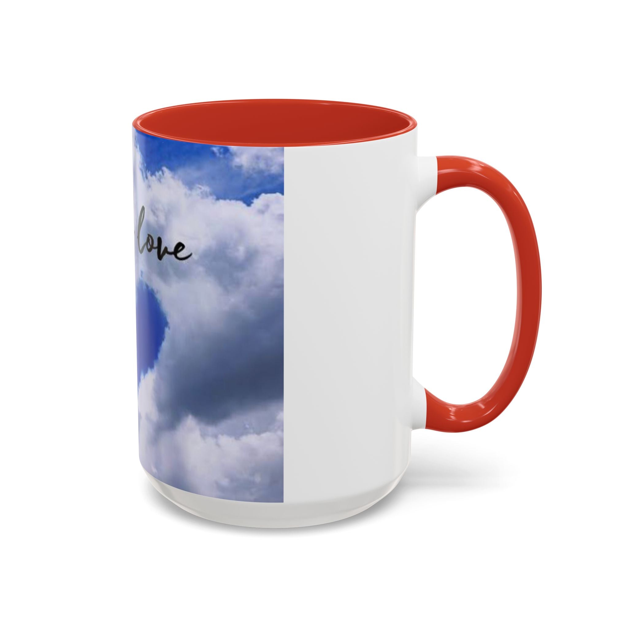 God Is Love Coffee Mug — Blue Heart Cloud Accent Ceramic Mug