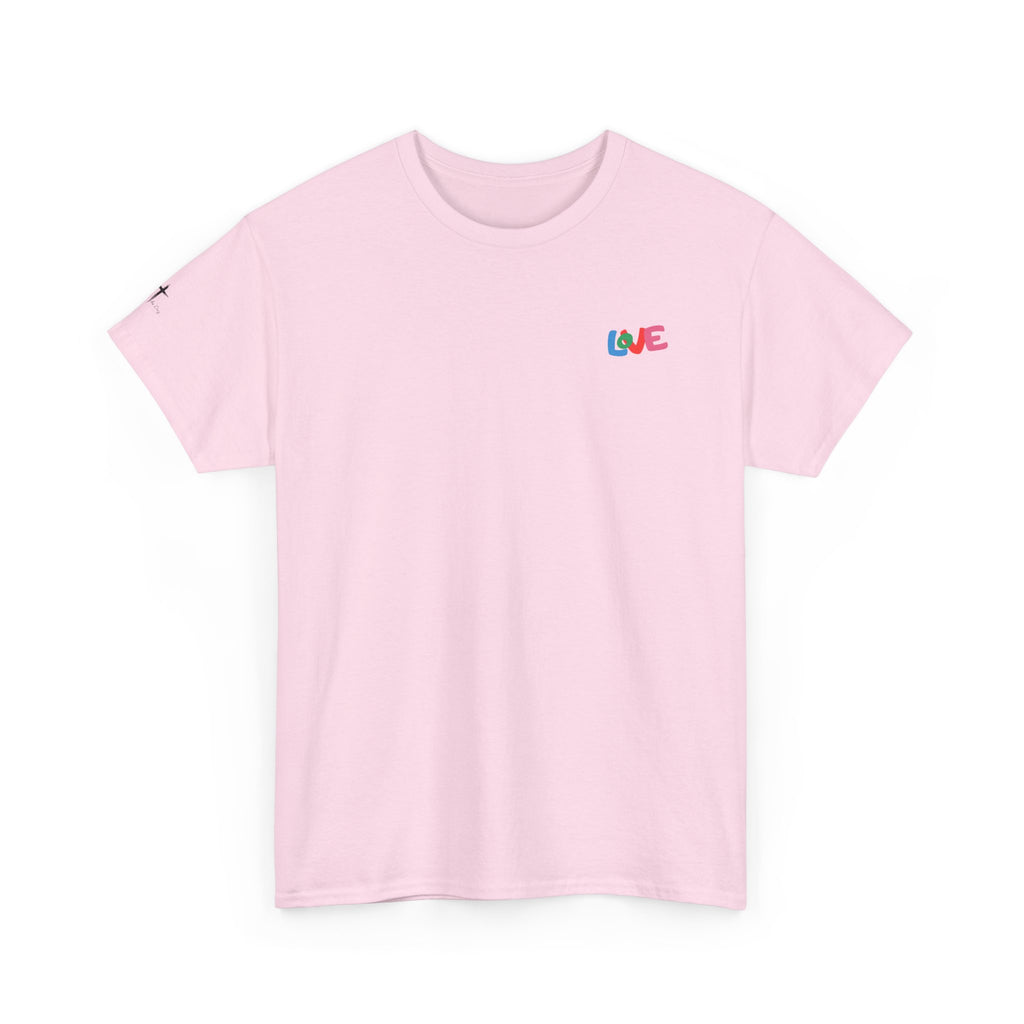 LOVE Colorblock Graphic Tee — Playful Back Typography 'Live Obedient & Value Everything ' Shirt