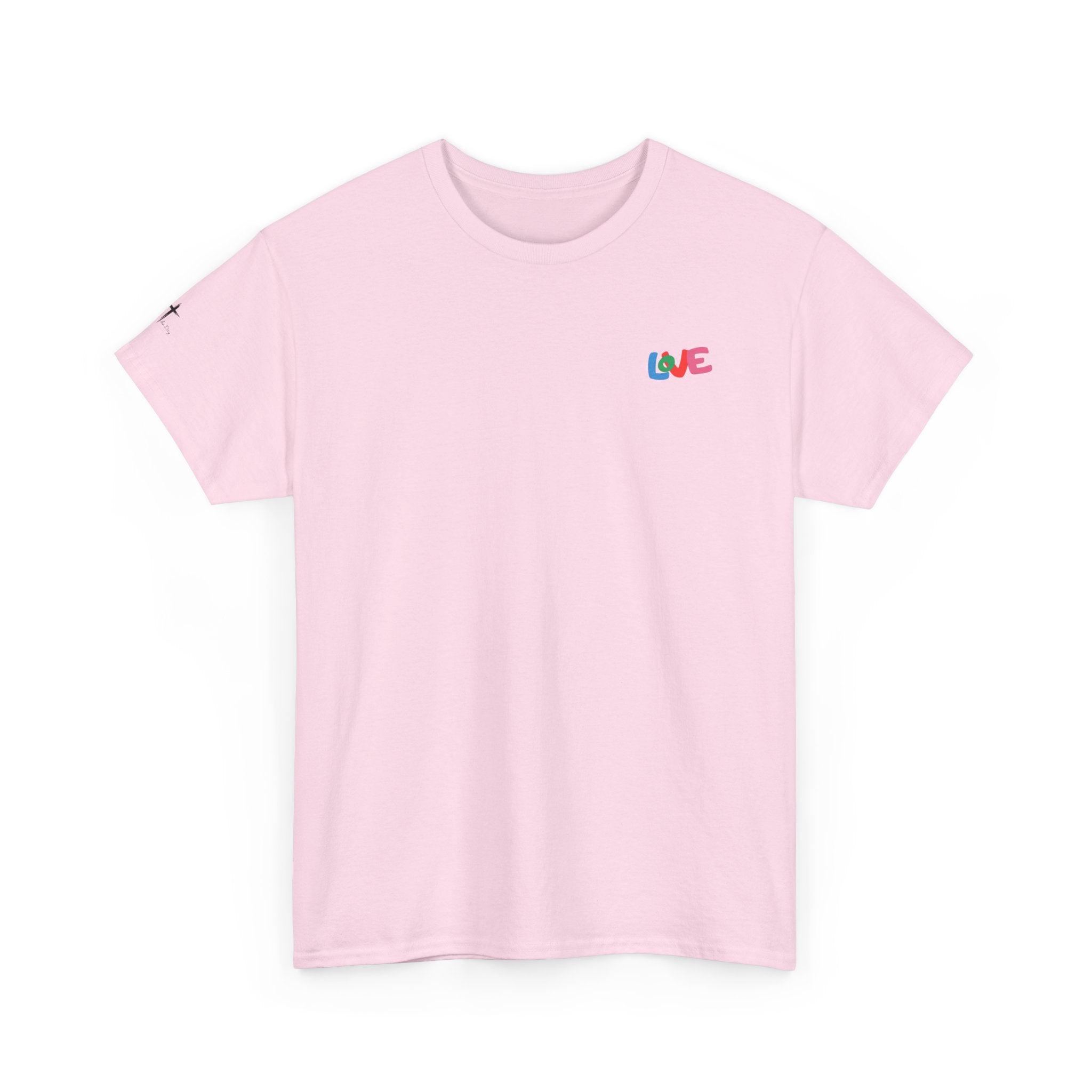 LOVE Colorblock Graphic Tee — Playful Back Typography 'Live Obedient & Value Everything ' Shirt