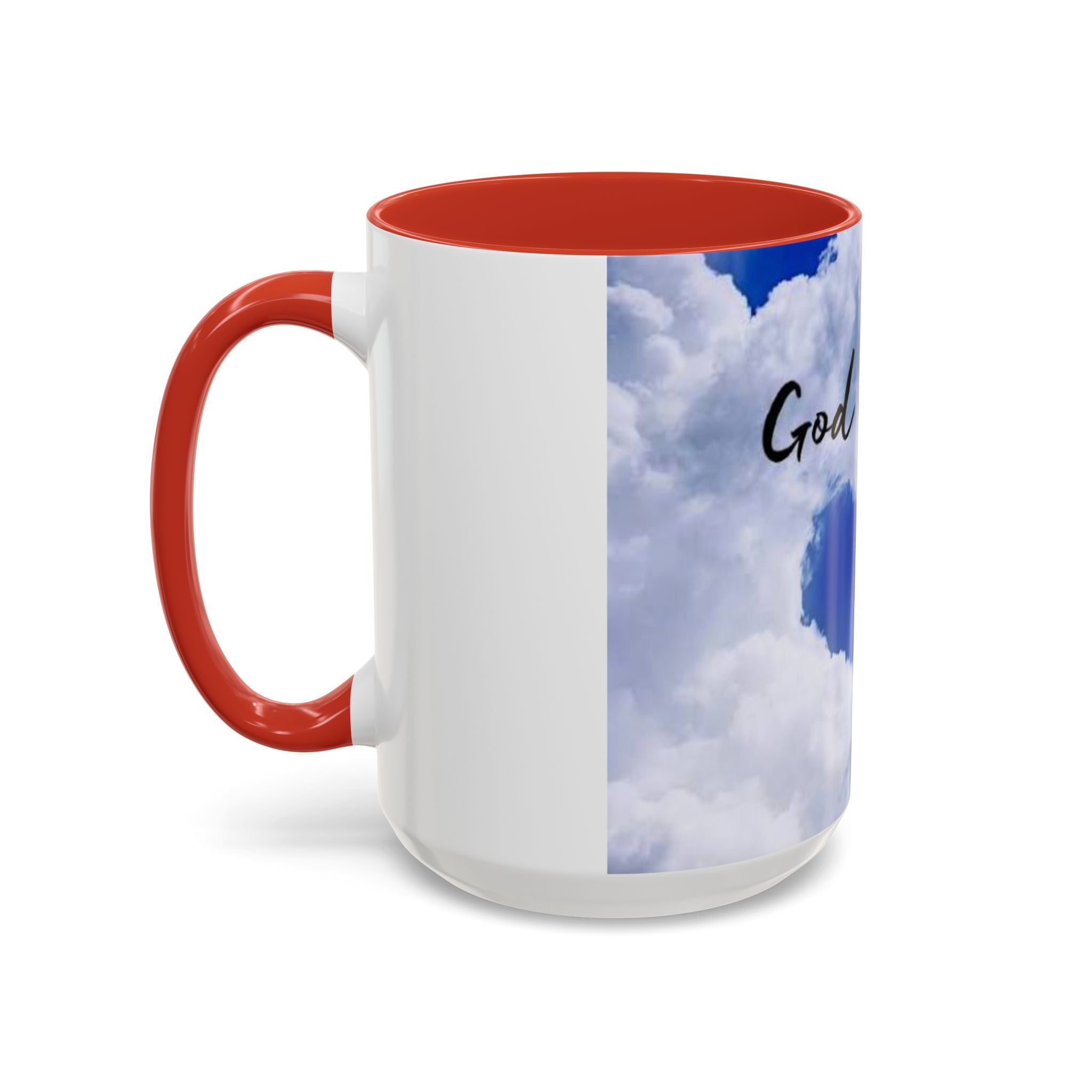 God Is Love Coffee Mug — Blue Heart Cloud Accent Ceramic Mug