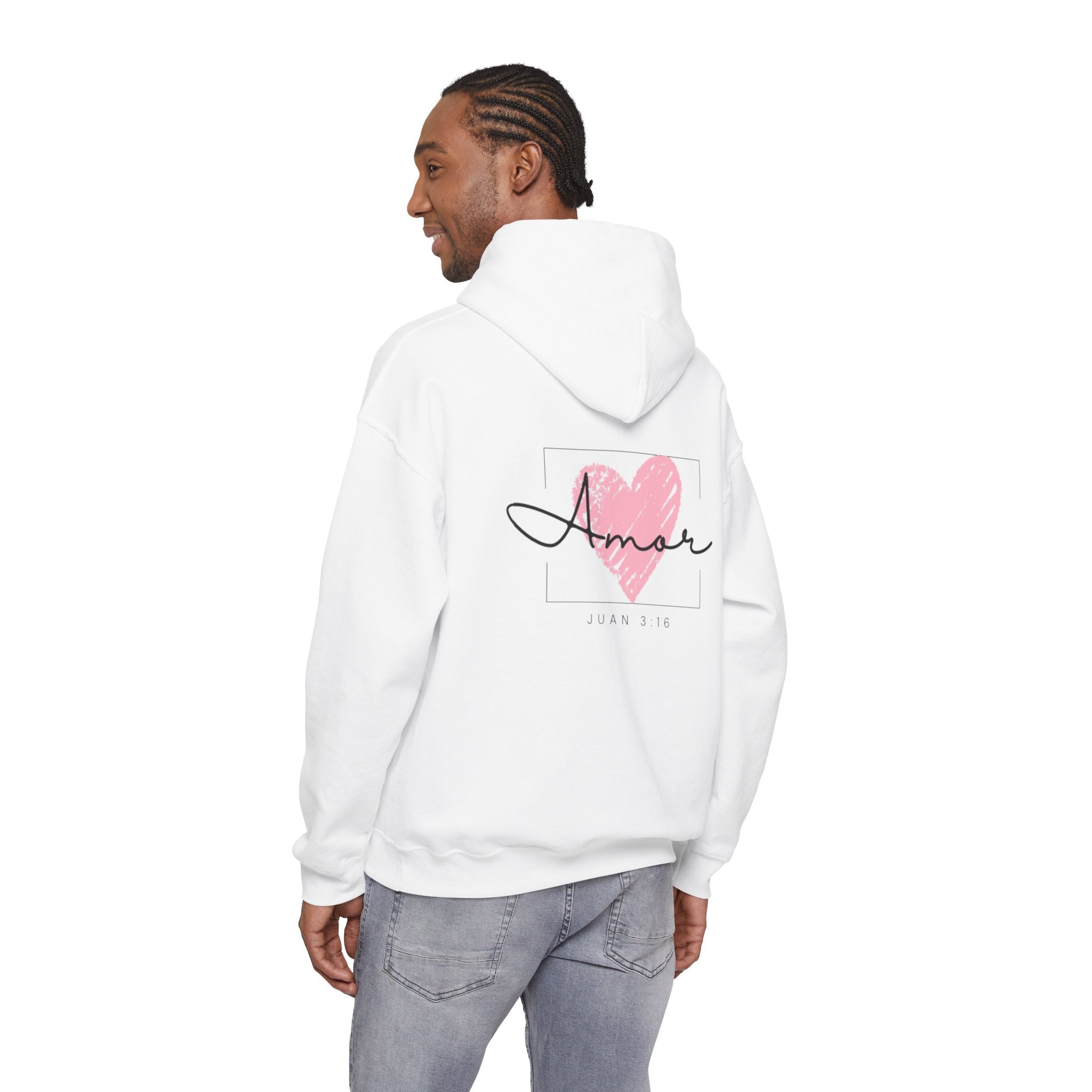Amor Heart Christian Hoodie — Juan 3:16 unisex
