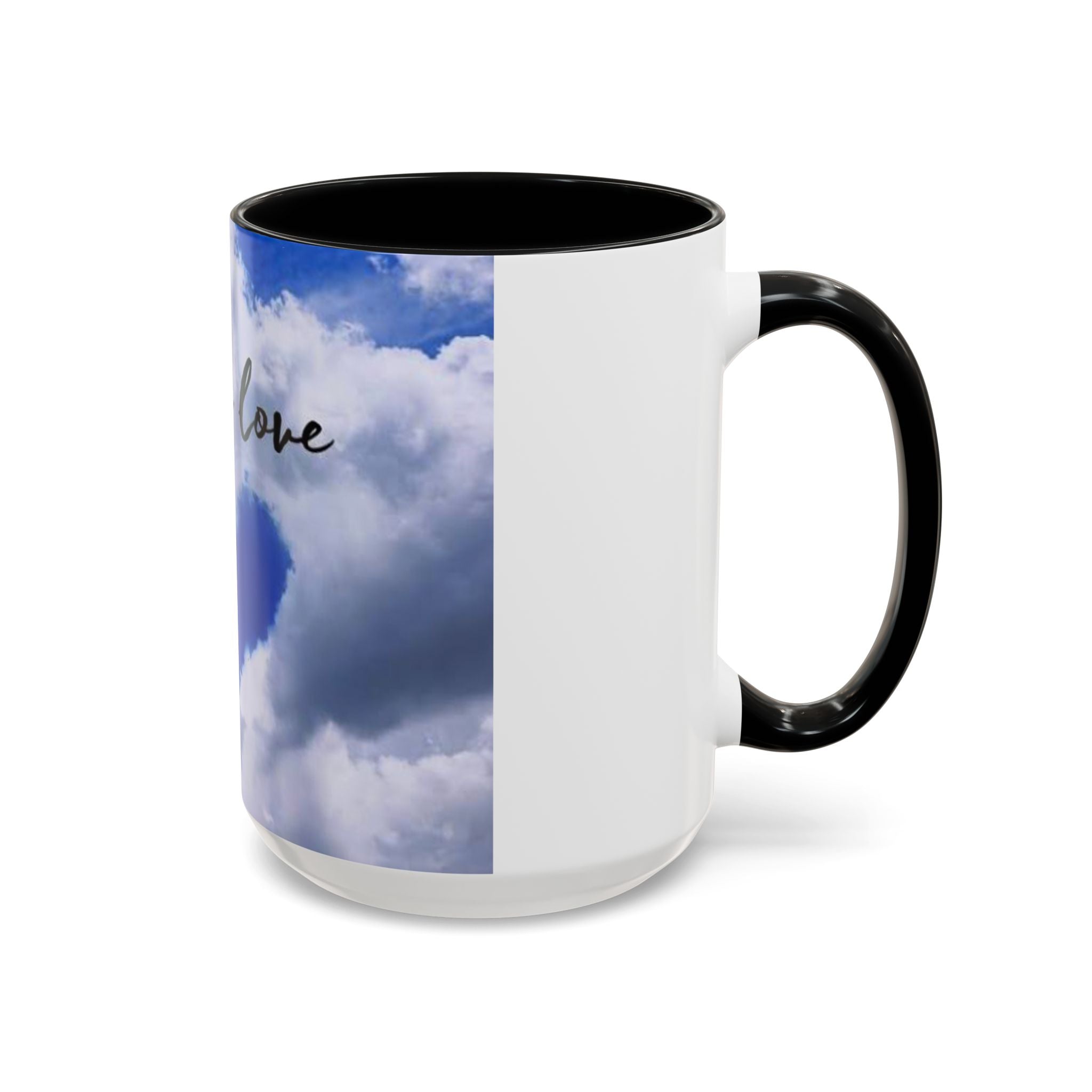 God Is Love Coffee Mug — Blue Heart Cloud Accent Ceramic Mug