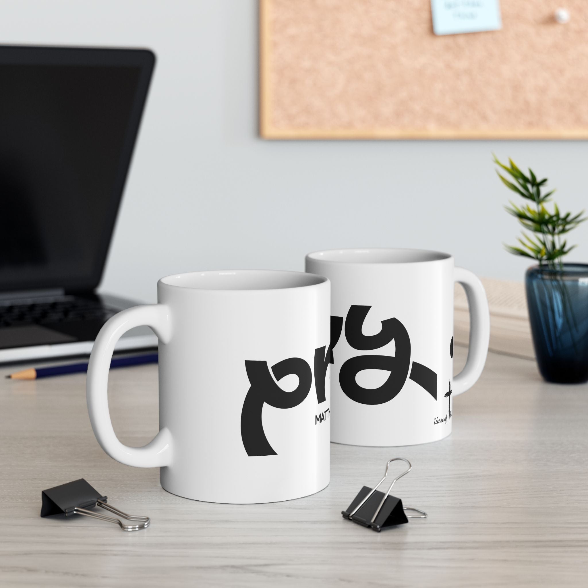 Pray Ceramic Mug — Matthew 6:9–13 Cup