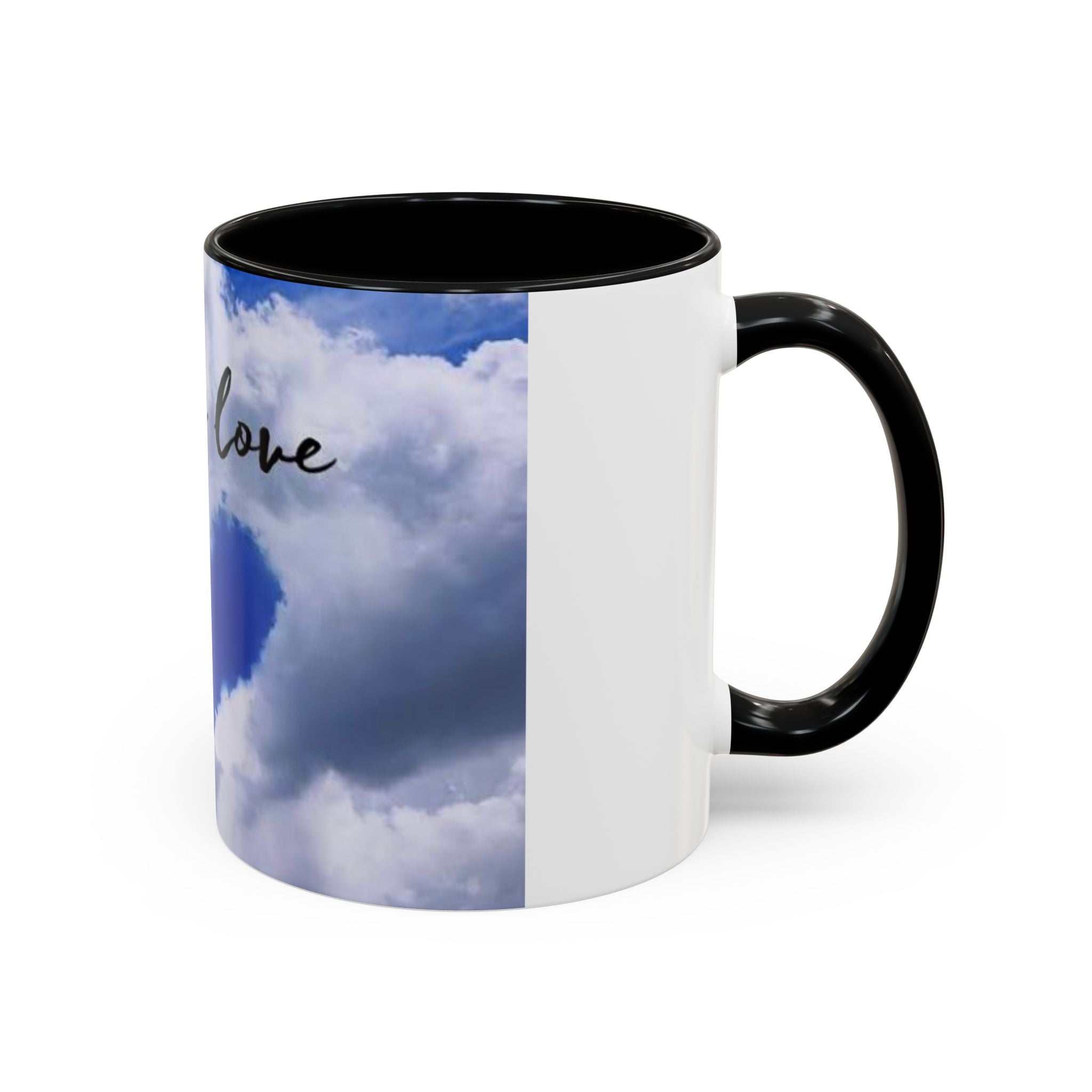 God Is Love Coffee Mug — Blue Heart Cloud Accent Ceramic Mug