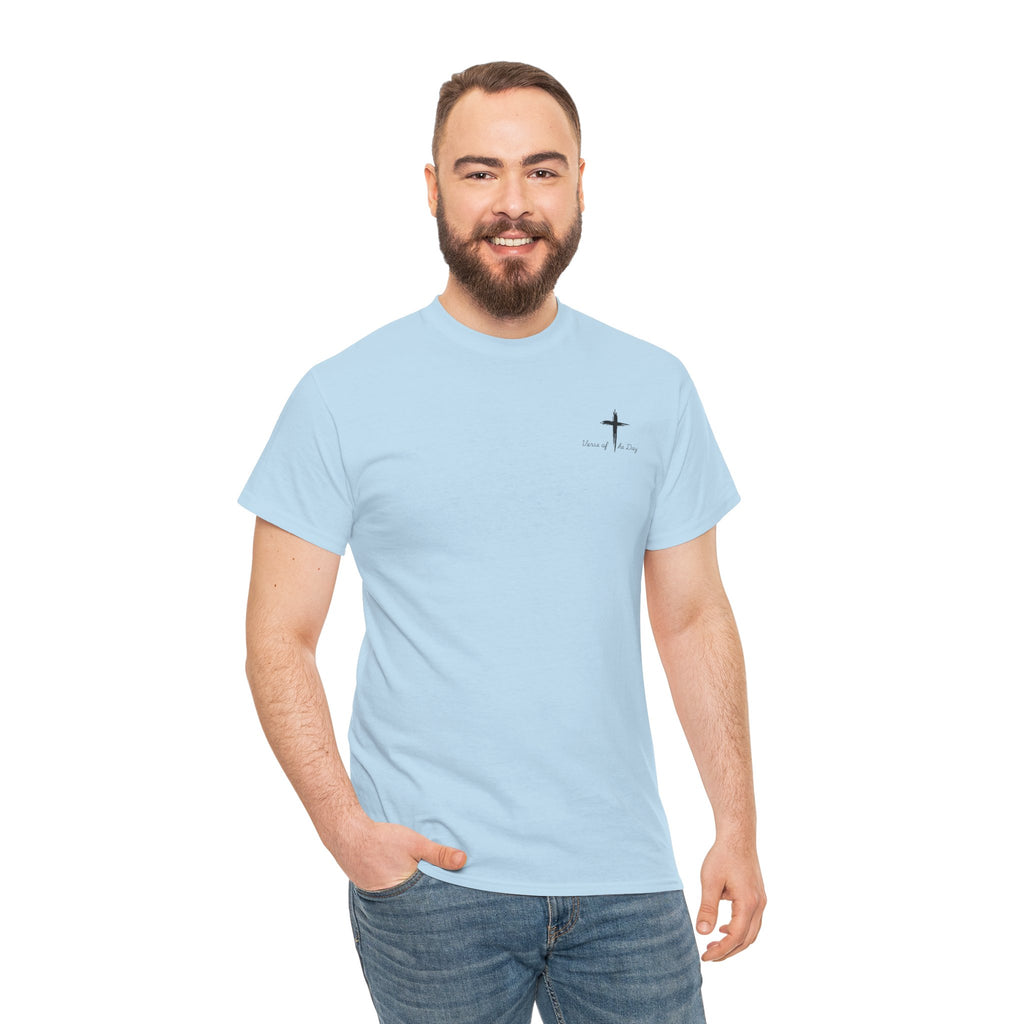 Christian T-Shirt - John 3:16 Cross with Purple Butterflies, Faith Tee